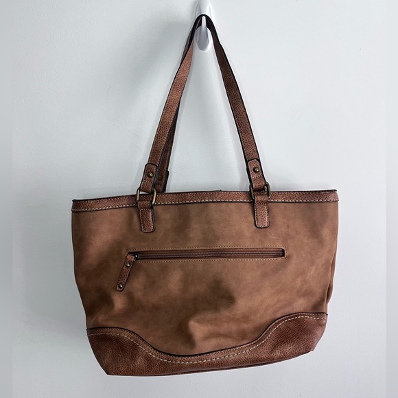 EUC BOC Trampton Saddle Brown Large Tote Bag Purse Satchel Vegan Leather - Picture 3 of 8